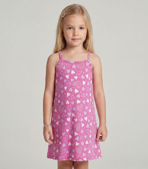 Vestido Infantil em Cotton Leve Rotativo Select Rosa