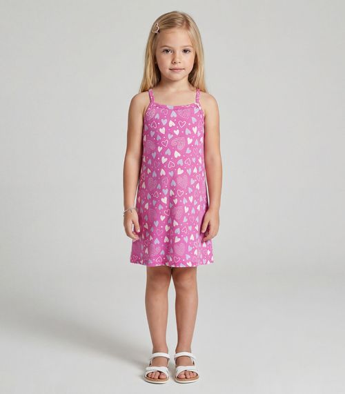 Vestido Infantil em Cotton Leve Rotativo Select Rosa