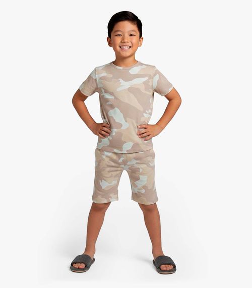 Pijama Infantil Camiseta e Bermuda Select Bege
