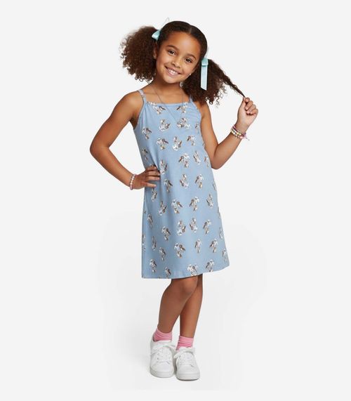 Vestido Infantil em Cotton Leve Rotativo Select Azul