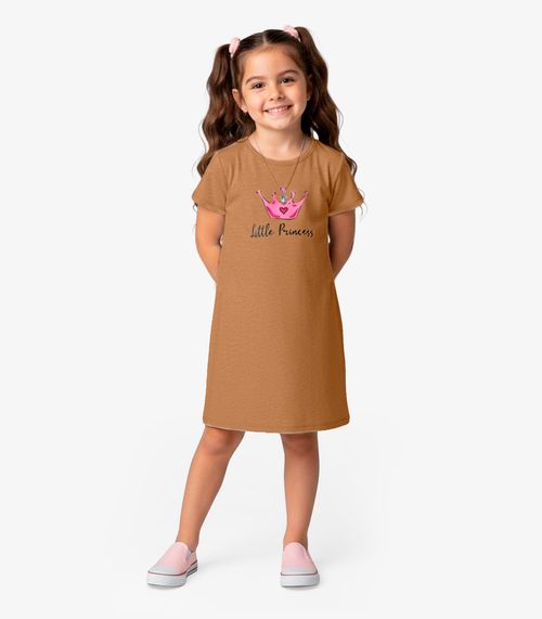 Vestido Infantil em Moletinho Maquenetado Select Marrom