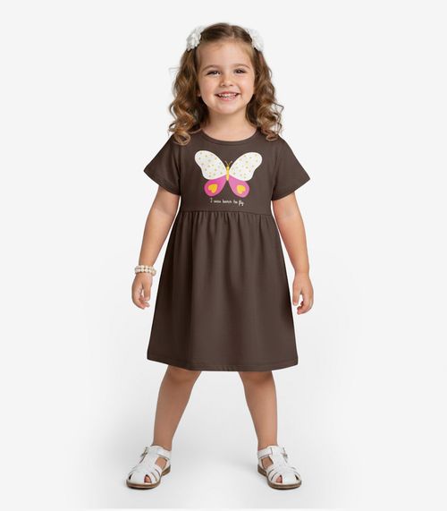 Vestido Infantil em Molecotton Select Marrom