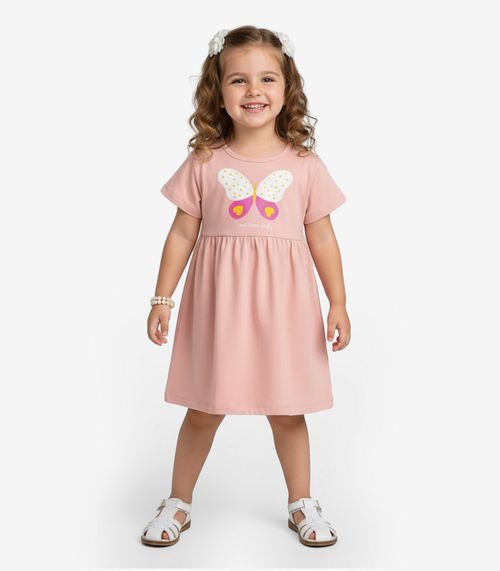 Vestido Infantil em Molecotton Select Rosa