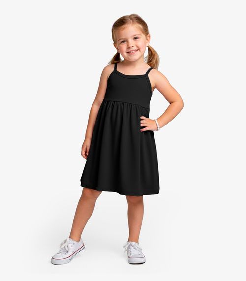 Vestido Menina Infantil de Alças Select Preto