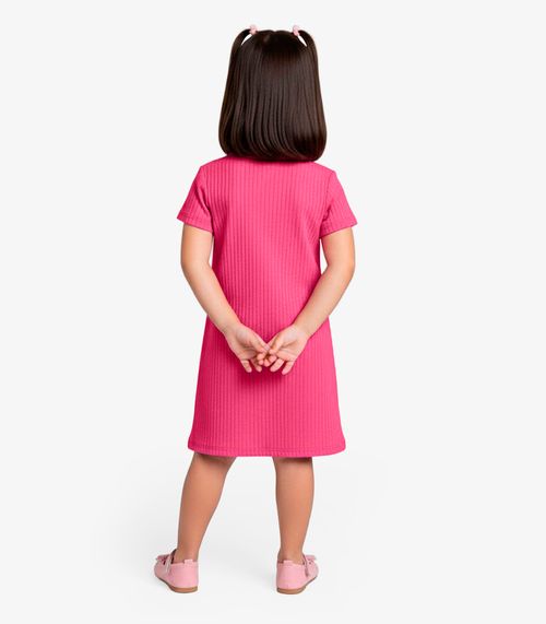 Vestido Infantil Em Ribana Canelada Select Rosa
