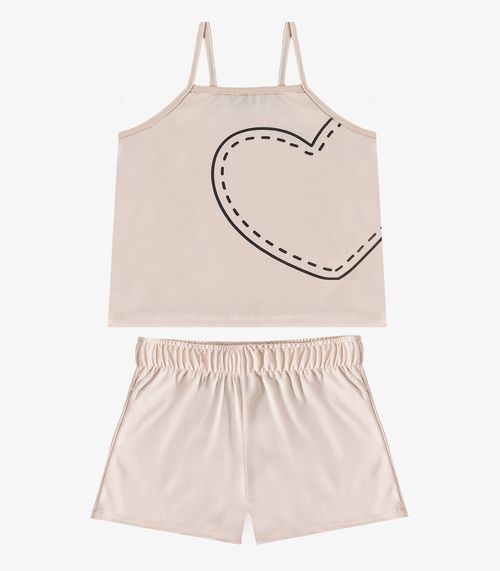 Conjunto Infantil Blusa e Shorts Menina Select Bege