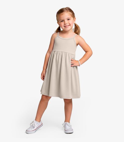 Vestido Menina Infantil de Alças Select Bege