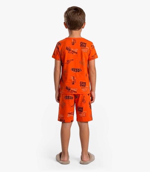 Pijama Infantil Camiseta e Bermuda Select Laranja