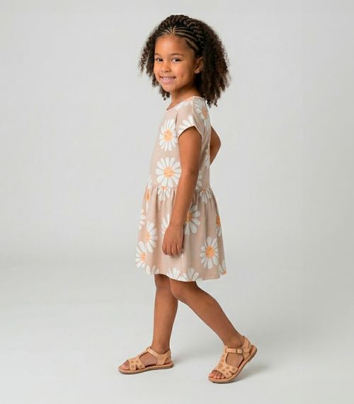 Vestido Infantil Estampado Select Bege