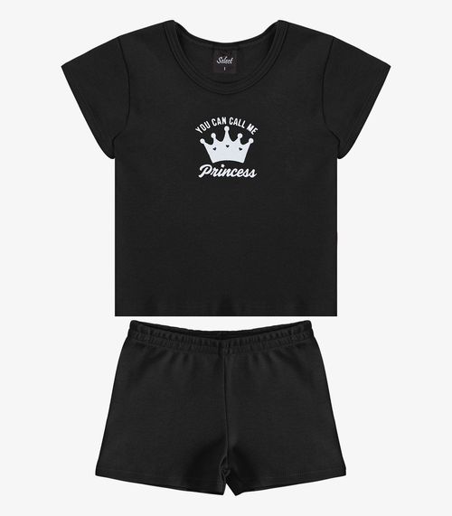 Conjunto Infantil Blusa com Shorts Select Preto