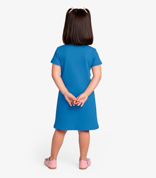 Vestido Infantil Em Ribana Canelada Select Azul