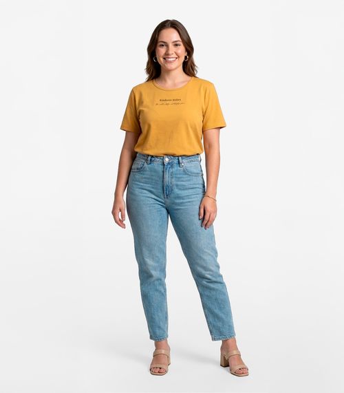 Blusa Feminina Manga Curta Infinita Cor Amarelo