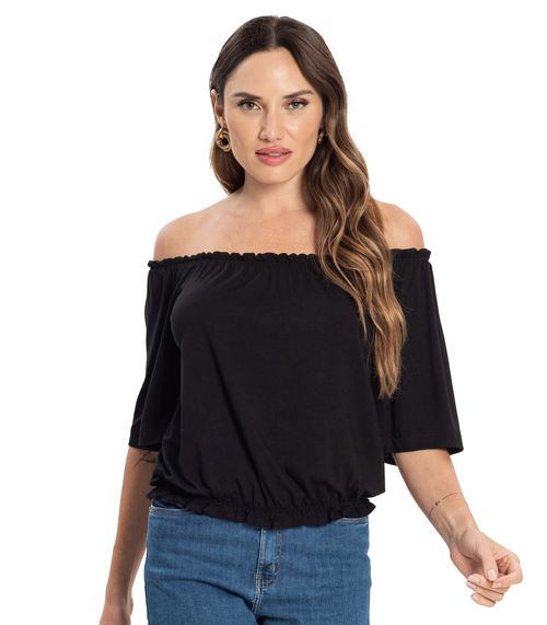 Blusa Feminina Ciganinha Infinita Cor Preto
