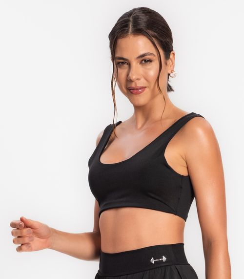 Top Feminino Duplo Academia FTK Preto