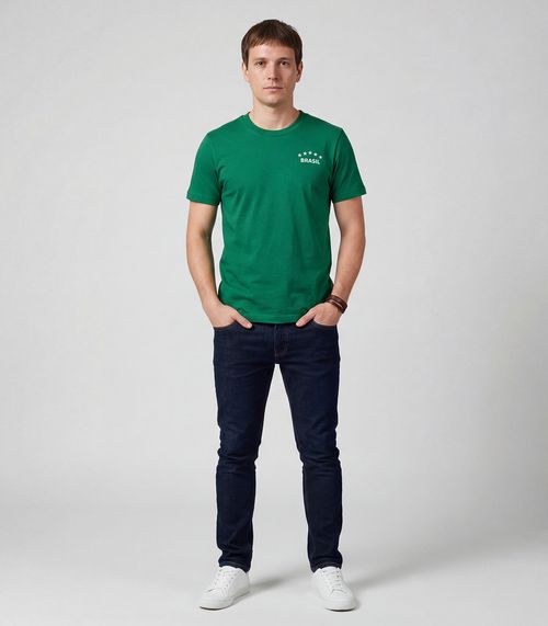 Camiseta Masculina em Cotton Leve Brasil Select Verde