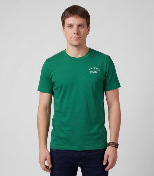 Camiseta Masculina em Cotton Leve Brasil Select Verde