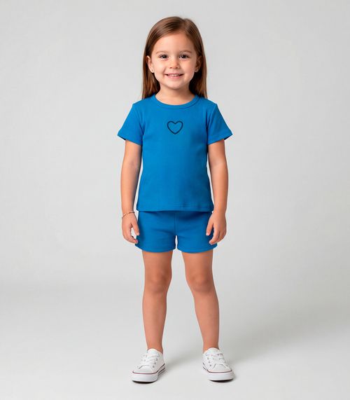 Conjunto Infantil Feminino Blusa e Short Select Azul