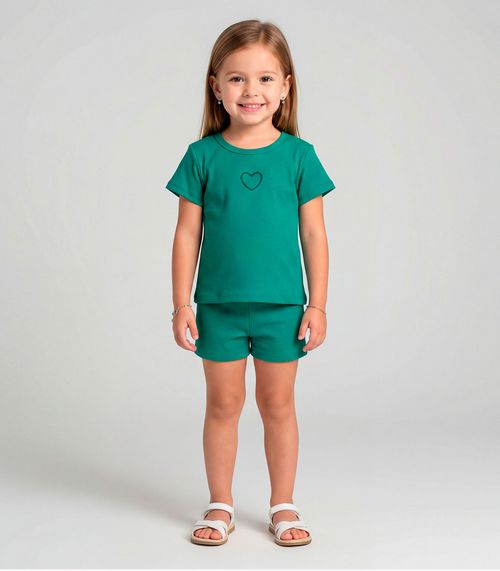 Conjunto Infantil Feminino Blusa e Short Select Verde