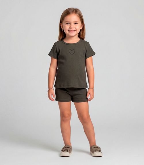 Conjunto Infantil Feminino Blusa e Short Select Marrom