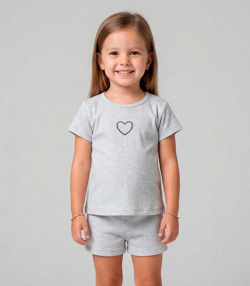 Conjunto Infantil Feminino Blusa e Short Select Cinza