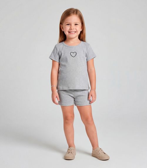 Conjunto Infantil Feminino Blusa e Short Select Cinza