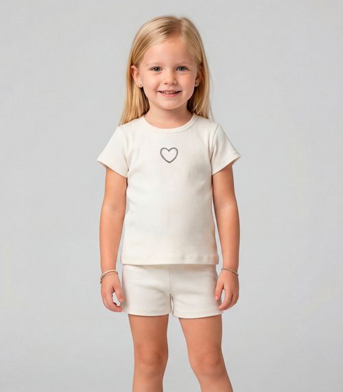 Conjunto Infantil Feminino Blusa e Short Select Bege