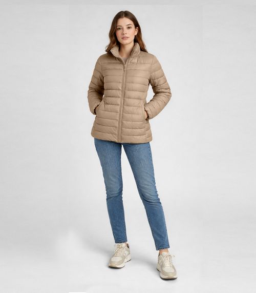 Jaqueta Puffer Feminina Peluciada Sea Surf Bege