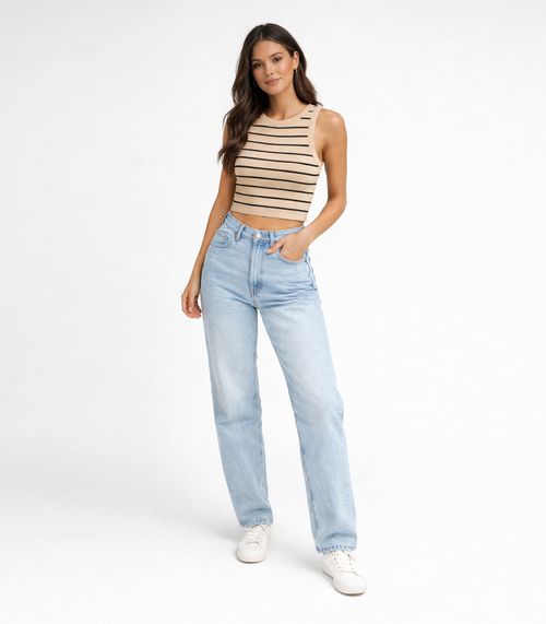 Regata Feminina Listrada Em Poliamida Acme Bege