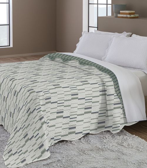 Colcha Dupla Face Queen 150 Fios Camesa Verde