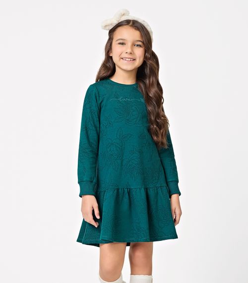 Vestido Manga Longa Menina Trick Nick Verde