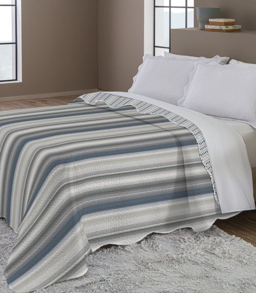 Colcha Dupla Face Casal 150 Fios Camesa Cinza