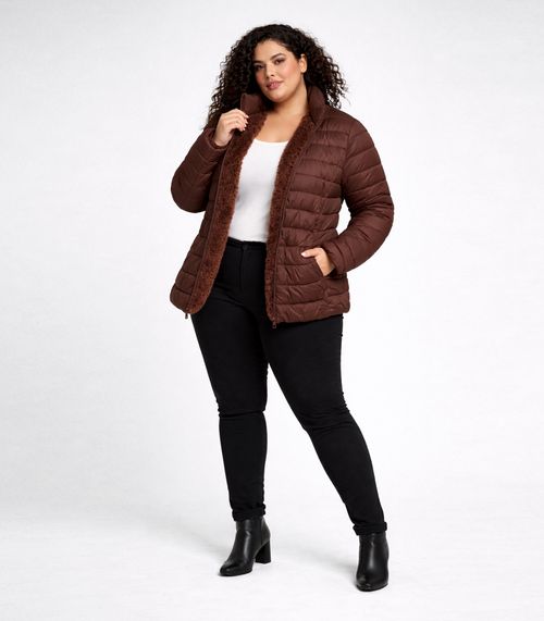 Jaqueta Feminina Plus Size Peluciada Sea Surf Marrom