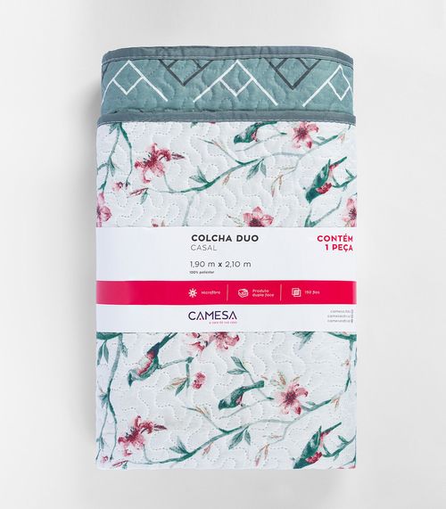 Colcha Dupla Face Solteiro 150 Fios Camesa Verde