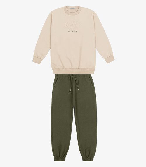Conjunto Blusão Com Calça Masculino Trick Nick Bege