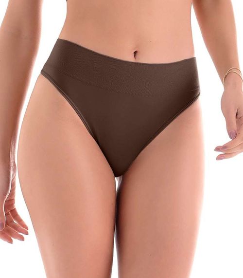 Calcinha Tanga Cós Largo sem Costura Zee Rucci Marrom