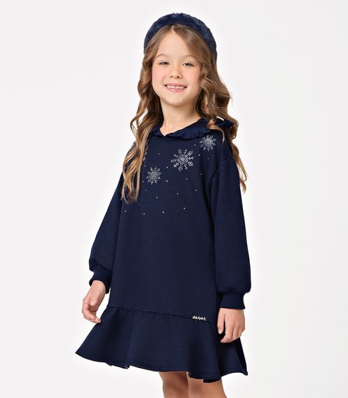 Vestido Manga Longo Feminino Trick Nick Azul