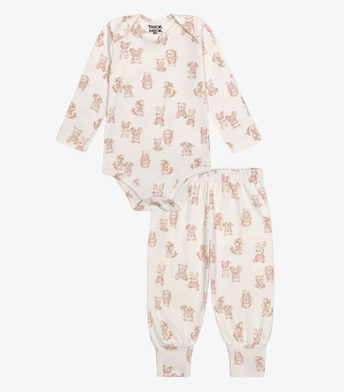 Conjunto Body com Calça Feminino Trick Nick Bege