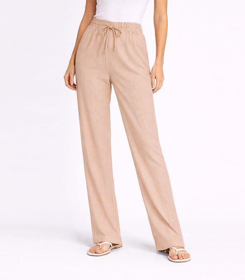 Calça Risca De Giz Feminina Em Air Flow Renaluci Bege