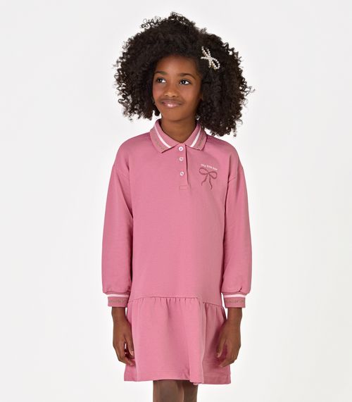 Vestido Manga Longa Trick Nick Rosa