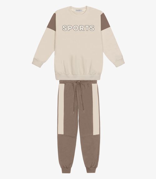 Conjunto Blusão com Calça Masculino Trick Nick Bege