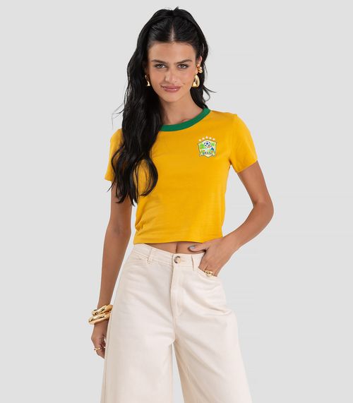 Blusa Feminina em Cotton Leve Brasil Dianna Amarelo