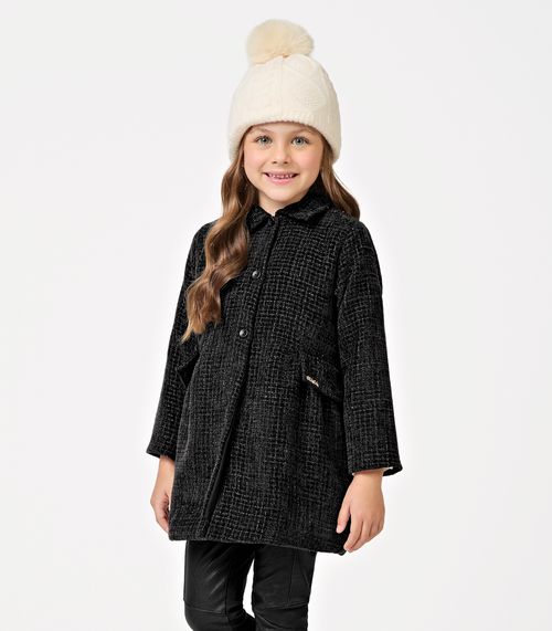 Casaco Feminino Infantil Tweed Trick Nick Preto
