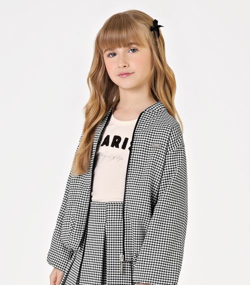 Jaqueta Xadrez Infantil Feminina Trick Nick Preto