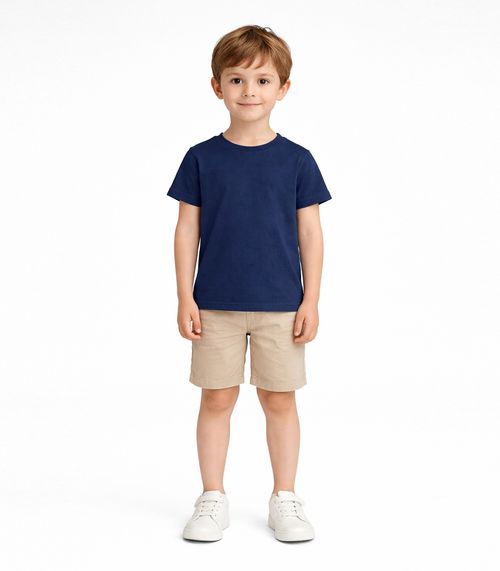 Blusa Infantil Unissex Manga Curta Lisa Soletex Azul