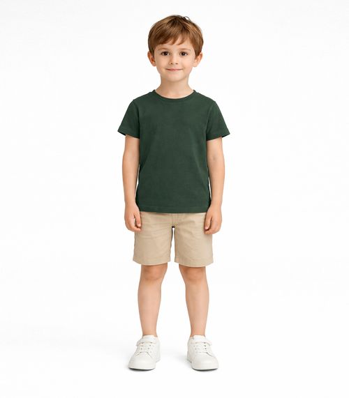 Blusa Infantil Unissex Manga Curta Lisa Soletex Verde