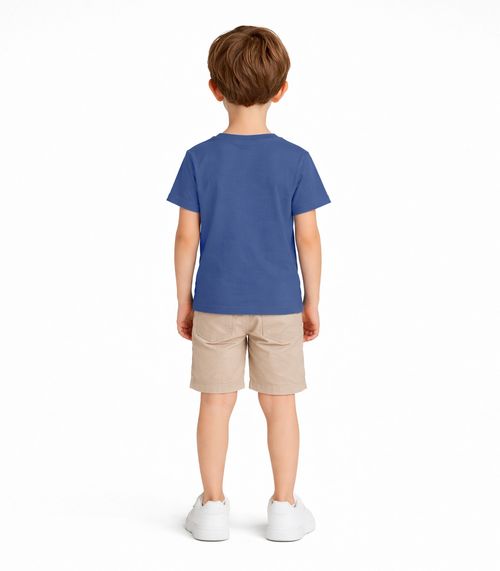 Blusa Infantil Unissex Manga Curta Lisa Soletex Azul