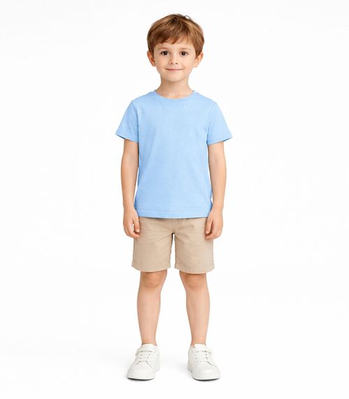 Blusa Infantil Unissex Manga Curta Lisa Soletex Azul