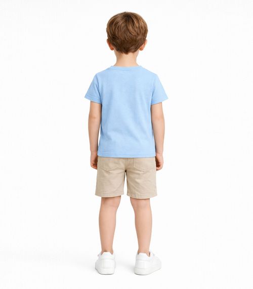 Blusa Infantil Unissex Manga Curta Lisa Soletex Azul