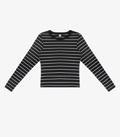 Blusa Manga Longa Feminina Listrada Plus Rovitex Preto