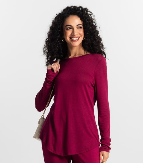 Blusa Feminina Manga Longa Visco Tricot Rovitex Vermelho